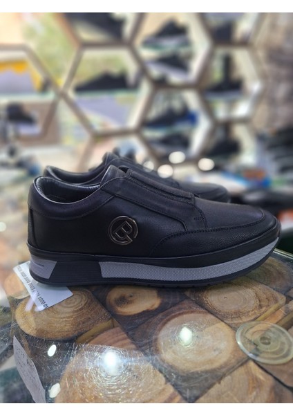 Siyah Deri Su Geçirmez Comfort Mevsimlik-Kışlık Lastikli Erkek Sneaker ayakkabı modelleri