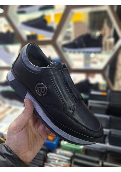 Siyah Deri Su Geçirmez Comfort Mevsimlik-Kışlık Lastikli Erkek Sneaker ayakkabı indirimleri