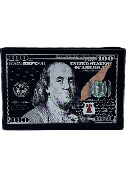 Dolar Baskılı Iskambil Kağıdı Plastik Su Geçirmez Oyun Kağıdı - Siyah