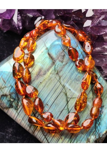 %100 Orijinal Sertifikalı Çocuk Damla Kehribar Kolye 45 cm Uzunluk