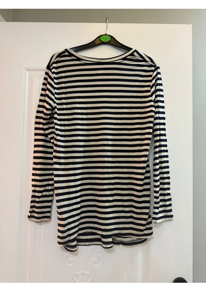 Hamile Lacivert Çizgili Kalp Detaylı Yumuşak Kumaş Bluz indirimleri