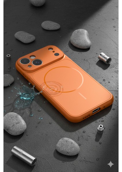 iPhone Turuncu 13 Uyumlu 17 Pro Max Görünüme Çeviren Kamera Koruma Magsafe Kılıf modelleri