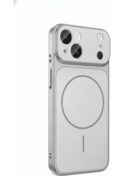 iPhone Gümüş 13 Uyumlu 17 Pro Max Görünüme Çeviren Kamera Koruma Magsafe Kılıf