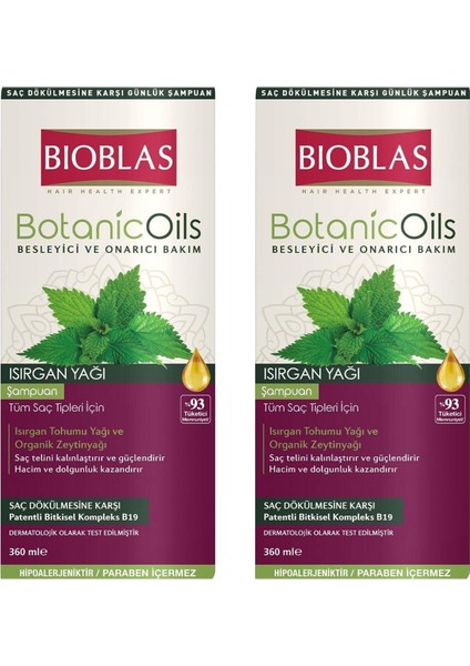 Botanic Oils Isırgan Yağlı Şampuan 360 ml x 2 Adet