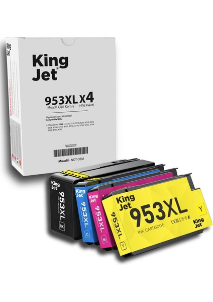 Hp Uyumlu 953XL Yüksek Kapasiteli 4 Renk (Takım) Çipli Muadil Kartuş