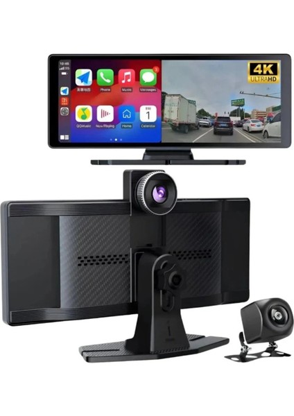 Kcr-1 Kablosuz Carplay & Android Auto Araç Kamerası |dokunmatik Ekran | 4K Ön + 1080P Arka Kamera fiyatları