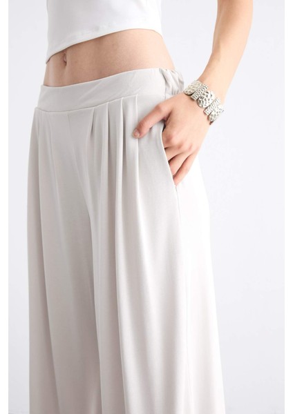 Beli Lastikli Geniş Paça Modal Pantolon F8507AX25SM
