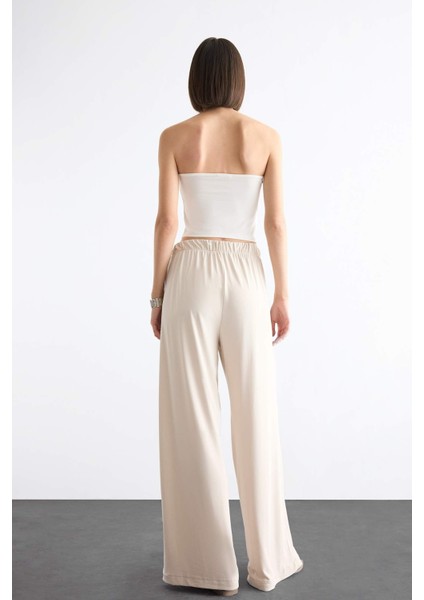 Beli Lastikli Geniş Paça Modal Pantolon F8507AX25SM