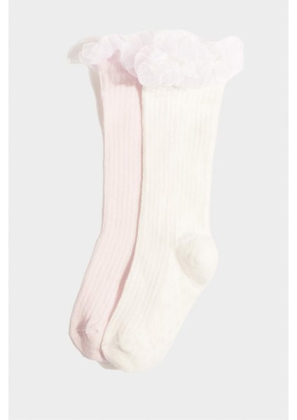 Kız Bebek Kaydırmaz Taban 2'li Pamuklu Diz Altı Çorap F6724A5NS