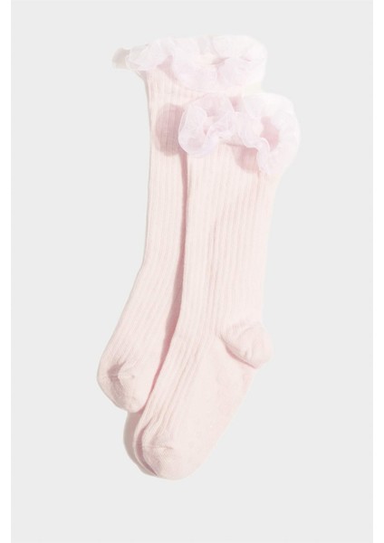 Kız Bebek Kaydırmaz Taban 2'li Pamuklu Diz Altı Çorap F6724A5NS