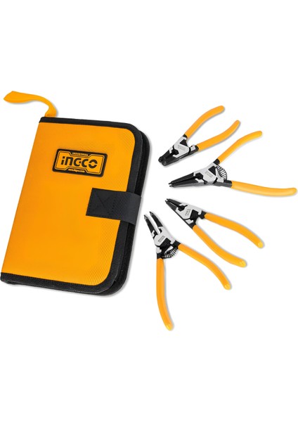 Ingco HCCPS26180 180MM 4'lü Çantalı Segman Pensesi Seti (Düz:iç/dış-Eğri:iç/dış)