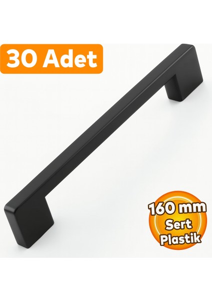 (Sert Plastik) 30 Adet Köprü 160 mm Siyah Mobilya Mutfak Çekmece Dolap Dolabı Kulpu Kulbu Kulpları