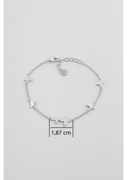 Kelebek Işıltısı 18 Ayar Beyaz Altın Kaplama 19 cm Gümüş Bileklik modelleri