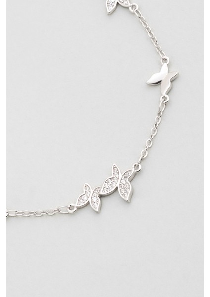 Kelebek Işıltısı 18 Ayar Beyaz Altın Kaplama 19 cm Gümüş Bileklik indirimleri