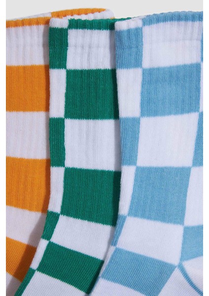 Kız Çocuk 3'lü Pamuklu Uzun Çorap F8702A8NS