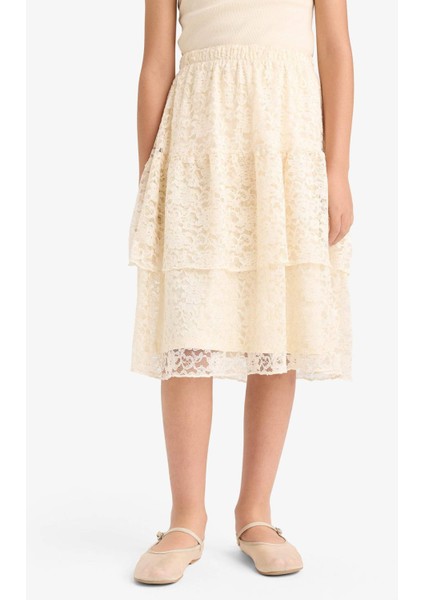 Kız Çocuk Beli Lastikli Dantel Etek F8825A825AU