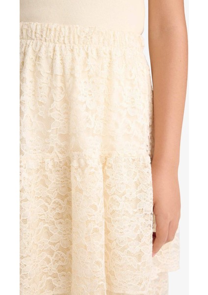 Kız Çocuk Beli Lastikli Dantel Etek F8825A825AU