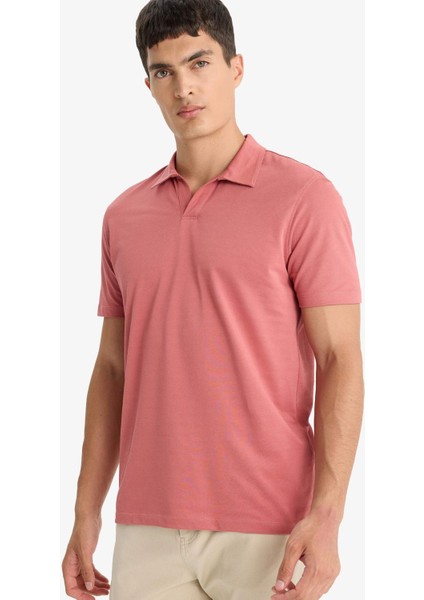 Regular Fit Polo Yaka İnce Dokulu Kısa Kollu Tişört F8477AX25AU