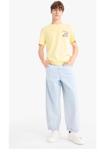 Regular Fit Bisiklet Yaka Baskılı Kısa Kollu Tişört F8542AX25HS