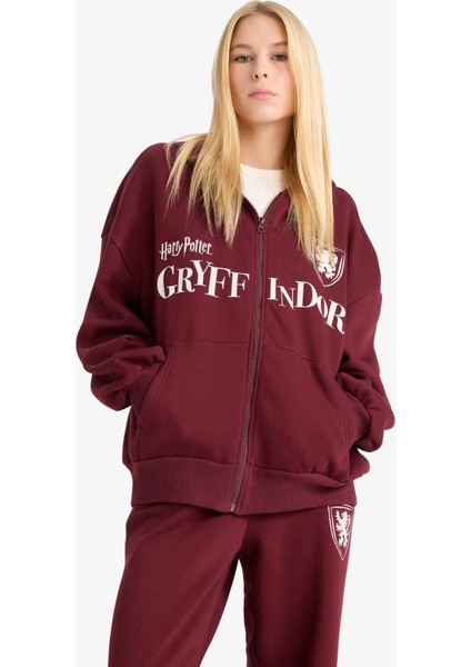 Coool Harry Potter Oversize Geniş Kalıp Kapüşonlu Fermuarlı Sweatshirt F8940AX25AU