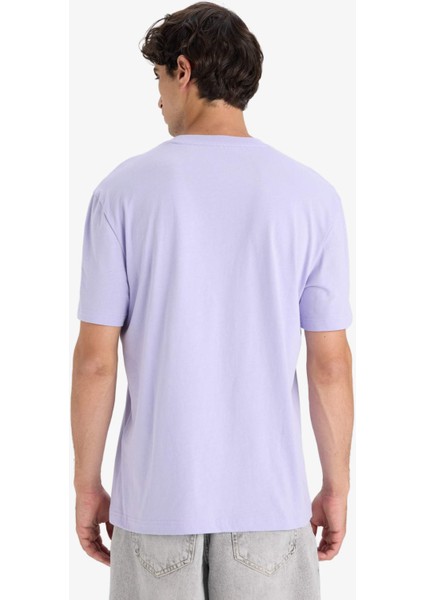 %100 Pamuk Regular Fit Bisiklet Yaka Baskılı Kısa Kollu Tişört