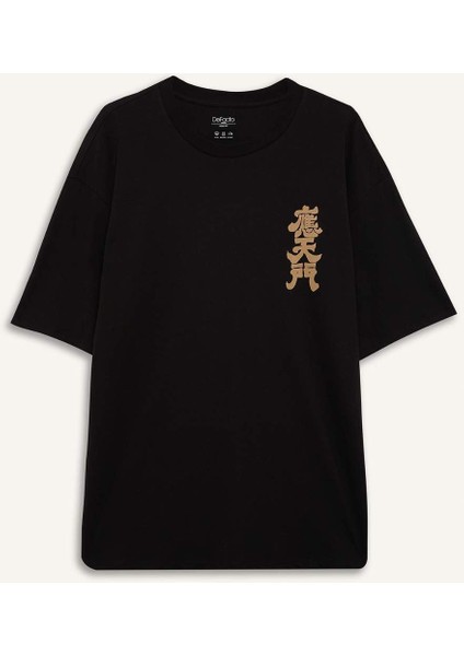 Regular Fit Bisiklet Yaka Sırt Baskılı Kısa Kollu Tişört