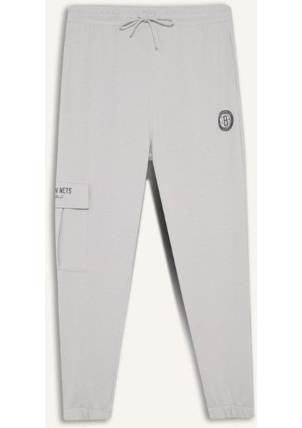 Fit NBA Brooklyn Nets Standart Fit Skuba Dalgıç Kumaş Jogger