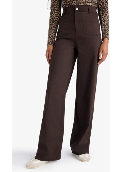 Straight Fit Yamalı Cep Normal Bel Düz Paça Uzun Boy Gabardin Pantolon F8304AX25AU