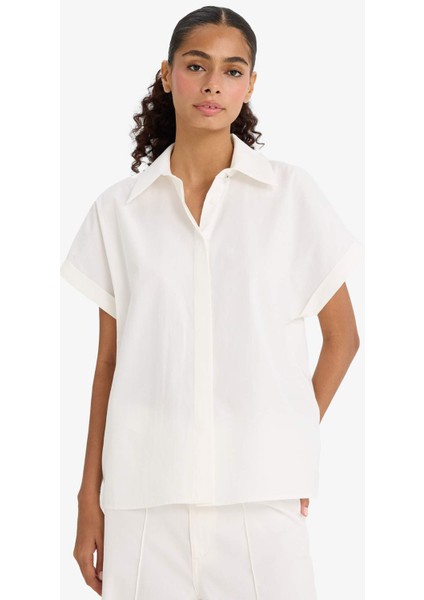 Regular Fit Poplin Kısa Kollu Gömlek F9141AX25WN