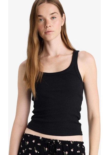 Fitted U Yaka Fitilli Kaşkorse Atlet