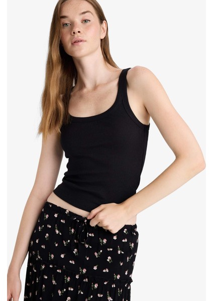 Fitted U Yaka Fitilli Kaşkorse Atlet