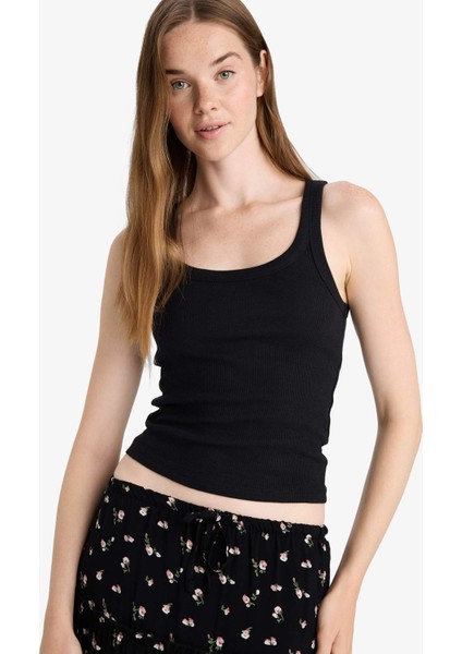 Fitted U Yaka Fitilli Kaşkorse Atlet