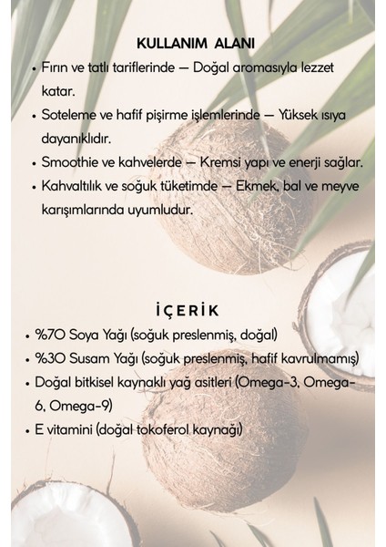 Organik Yemeklik Hindistan Cevizi Yağı 500 ml 2'li Doğal & Soğuk Sıkım modelleri