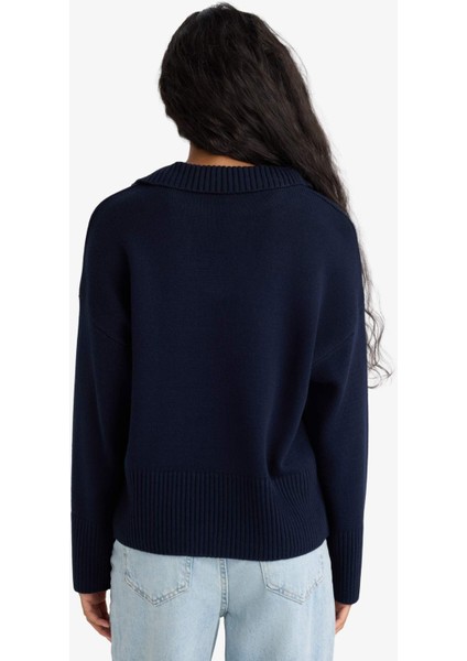 Oversize Geniş Kalıp Polo Yaka Triko Kazak F9126AX25WN