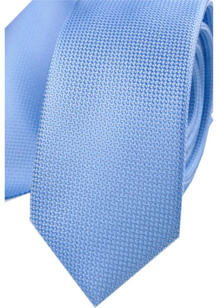Erkek Mavi Armüllü Noktalı Kravat Kuşgözü Desenli Slim Kesim Mendilli Model