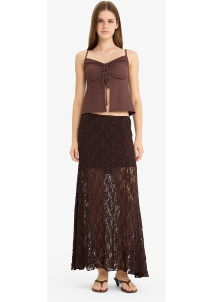 Yüksek Bel Dantel Maxi Etek F8063AX25SM