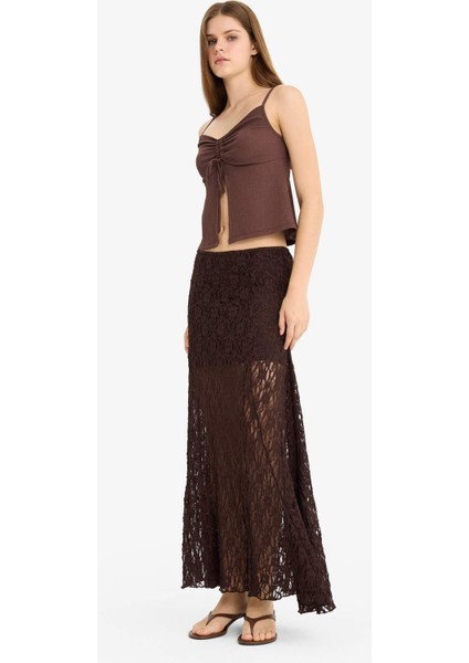 Yüksek Bel Dantel Maxi Etek F8063AX25SM