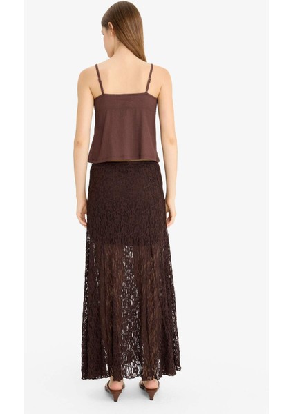 Yüksek Bel Dantel Maxi Etek F8063AX25SM