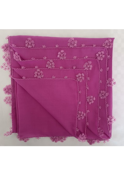 Koyu Gül Kurusu Iğne Oyalı Yazma El Emeği