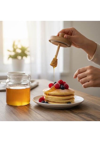 Akasya Kapaklı Cam Bal Kavanozu