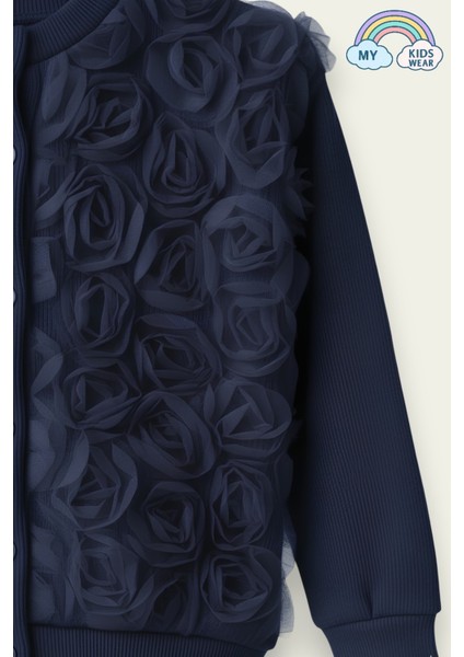 Kız Çocuk Tül Gül Aplikeli Triko Hırka Ikili Takım 3-10 Yaş 12300 fiyatları