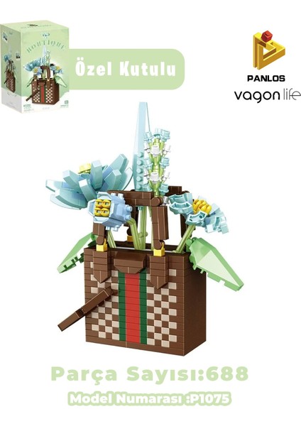 Panlos Boutıque Serisi Kahverengi Damalı Çanta Figürü 688 Parça Oyuncak Yapım Seti -FFP1075