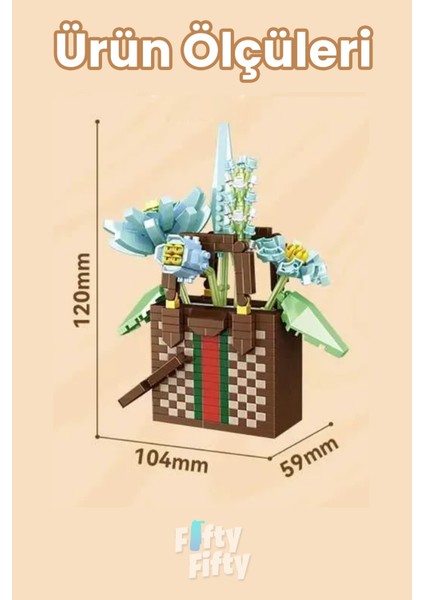 Panlos Boutıque Serisi Kahverengi Damalı Çanta Figürü 688 Parça Oyuncak Yapım Seti -FFP1075 fiyatları