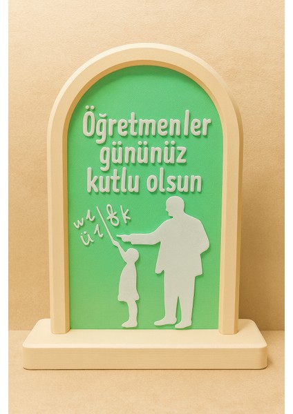 3D Öğretmenler Günü Yeşil FONT-192 (EN:15CM BOY:18CM)