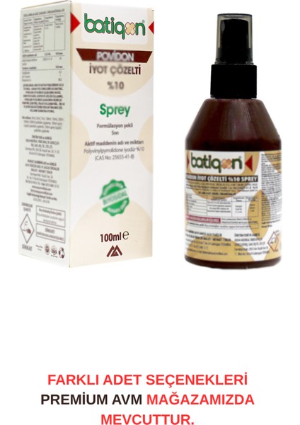100 ml Sprey Povidon Iyot Çözeltisi %10 | Antiseptik Cilt Temizleme Solüsyonu | Batikon