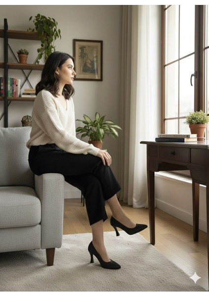 Dokulu Siyah Yüksek Topuk Ayakkabı modelleri