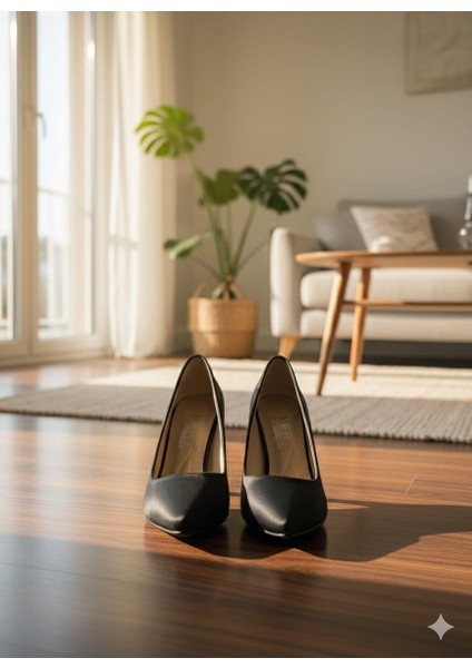Dokulu Siyah Yüksek Topuk Ayakkabı fırsatları