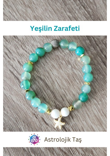 Yeşilin Zarafeti Doğal Taş Bileklik (Kutup Yıldızı Aksesuarlı) Akik & Ay Taşı modelleri