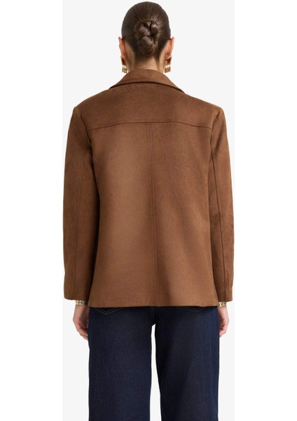 Regular Fit Ceket Yaka Süet Blazer Ceket E7236AX25AU