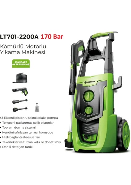 Lutian LT701-2200A - 170 Bar Elektrikli Yüksek Basınçlı Oto Araba Yıkama Makinası fiyatları